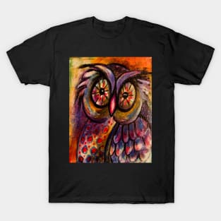 Whimsical Owl Painting T-Shirt